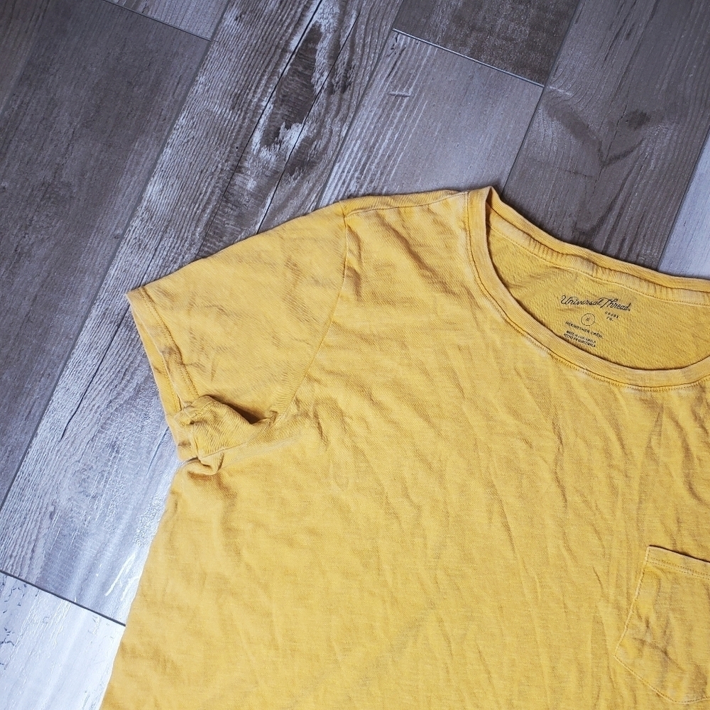 Universal Thread Cotton Mustard Yellow Scoopneck Pocket Tee Women's Size XL - Picture 10 of 11